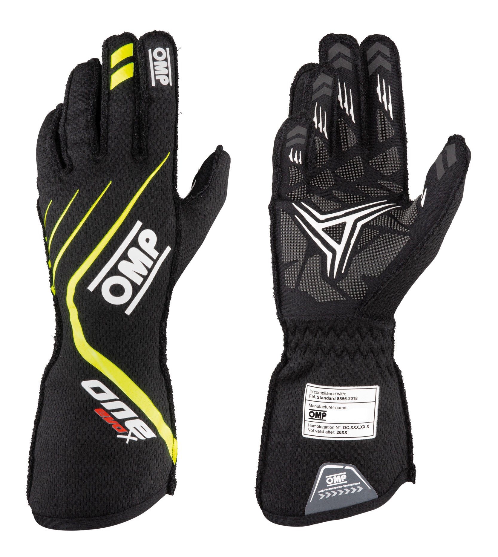 OMP IB0-0771-A01-178-S (IB/771/NGI/S) ONE EVO X Racing gloves, FIA 8856-2018, black/yellow, size S Photo-0 