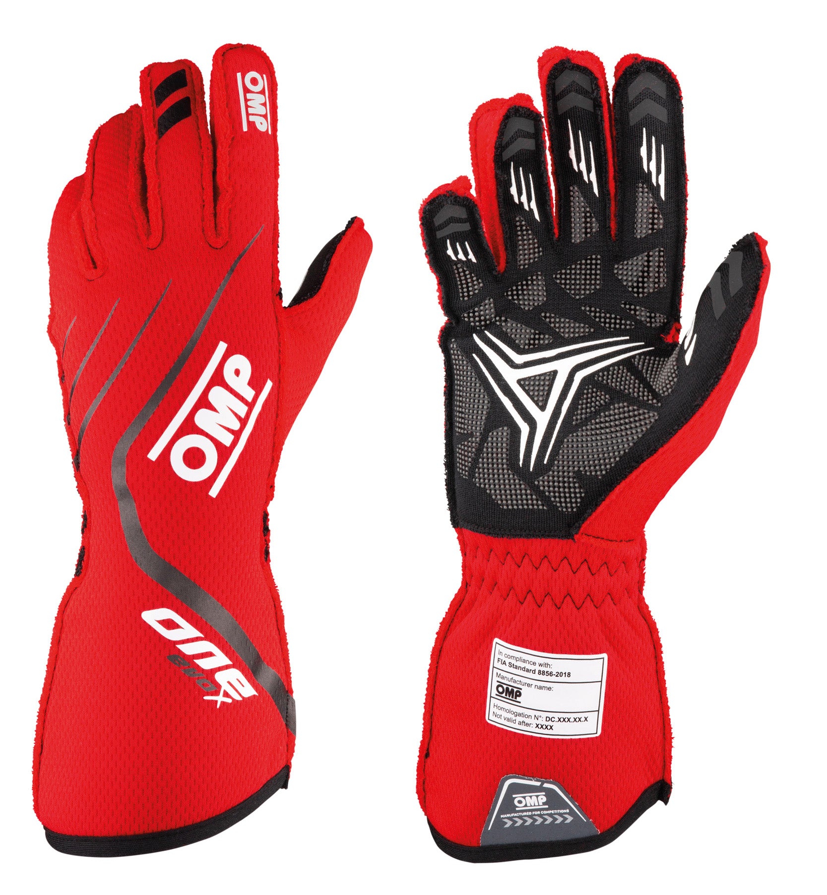 OMP IB0-0771-A01-061-M (IB/771/R/M) ONE EVO X Racing gloves, FIA 8856-2018, red, size M Photo-0 