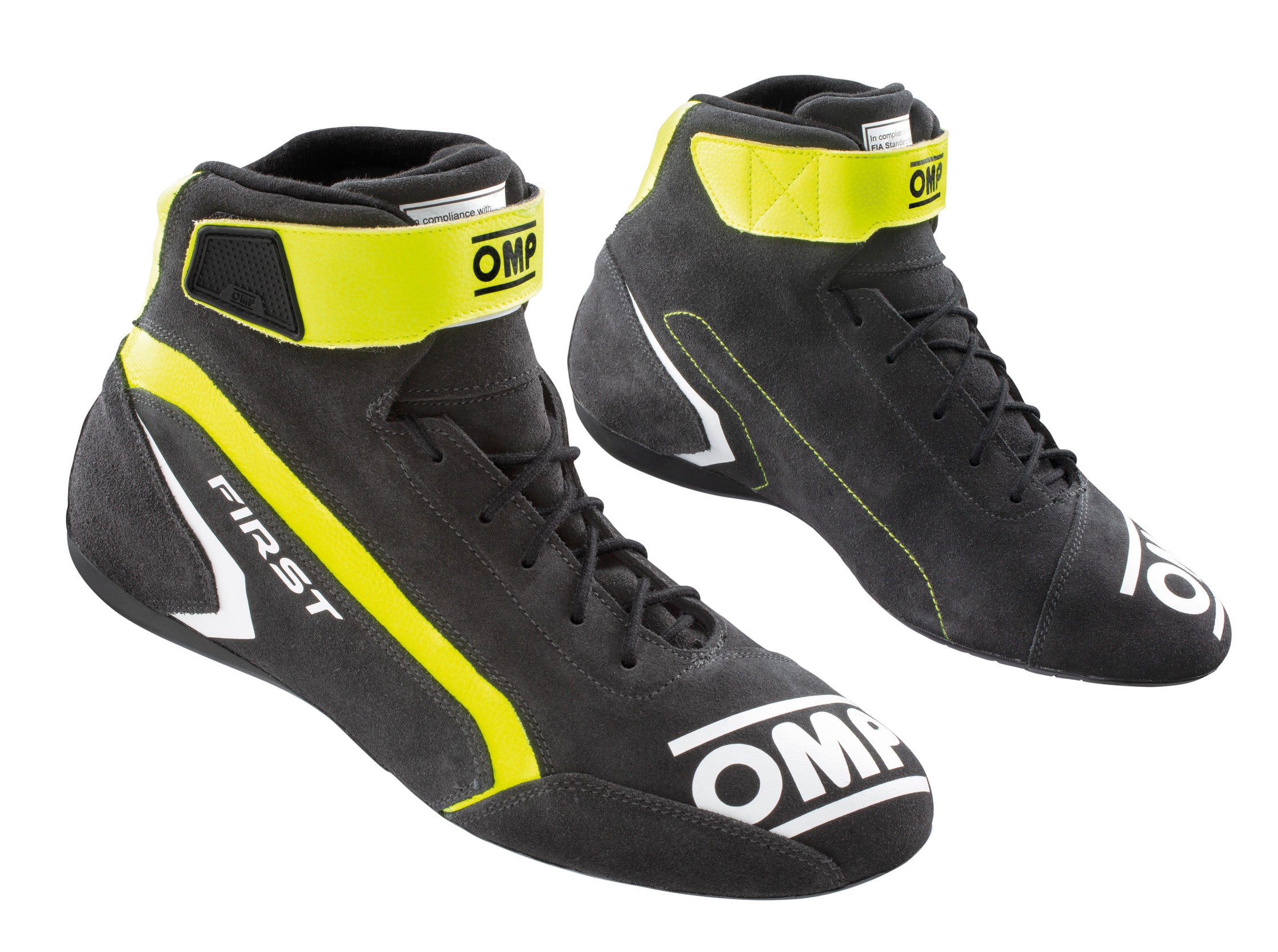 OMP IC0-0824-A01-182-42 (IC/82418242) FIRST my2021 Racing shoes, FIA 8856-2018, anthracite/yellow fluo, size 42 Photo-0 