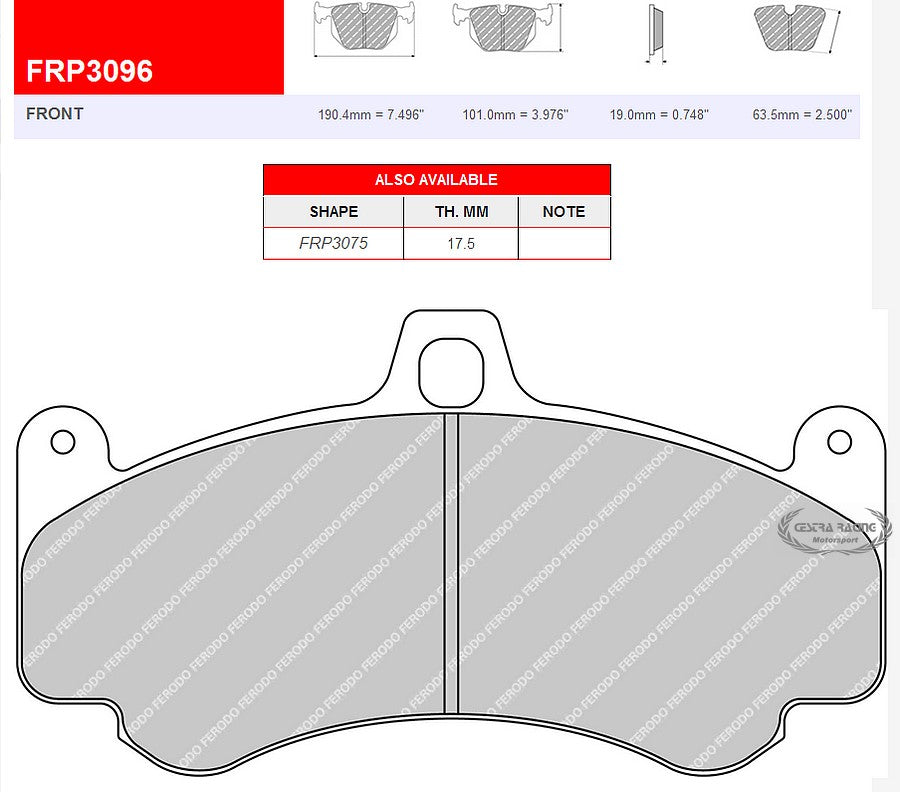 FERODO FRP3096ZB Front Brake Pads DSUNO for PORSCHE 911 GT3 CUP (997) Photo-0 