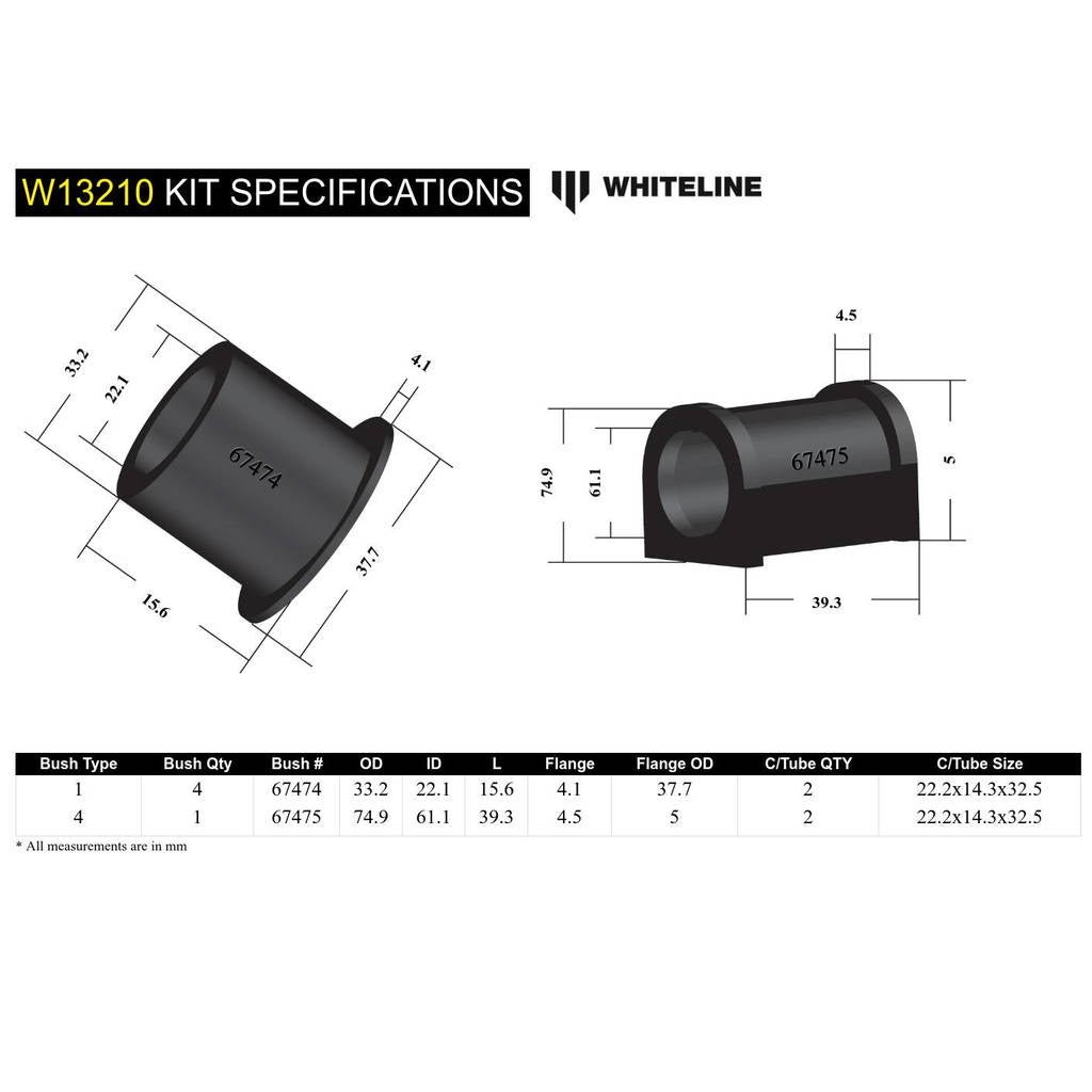 WHITELINE W13210 Steering Rack/Pinion Mount Bushing Photo-3 