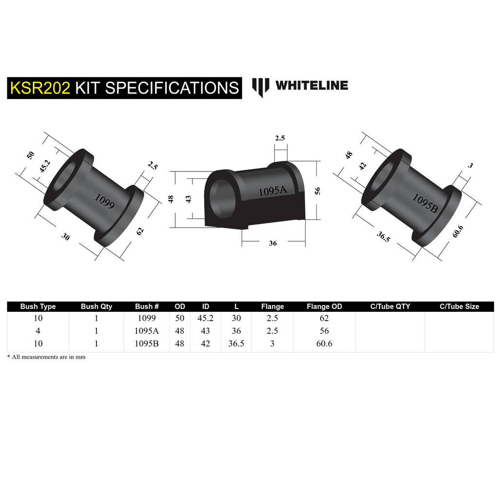 WHITELINE KSR202 Front Steering Rack/Pinion Mount Bushing - Subaru Photo-4 