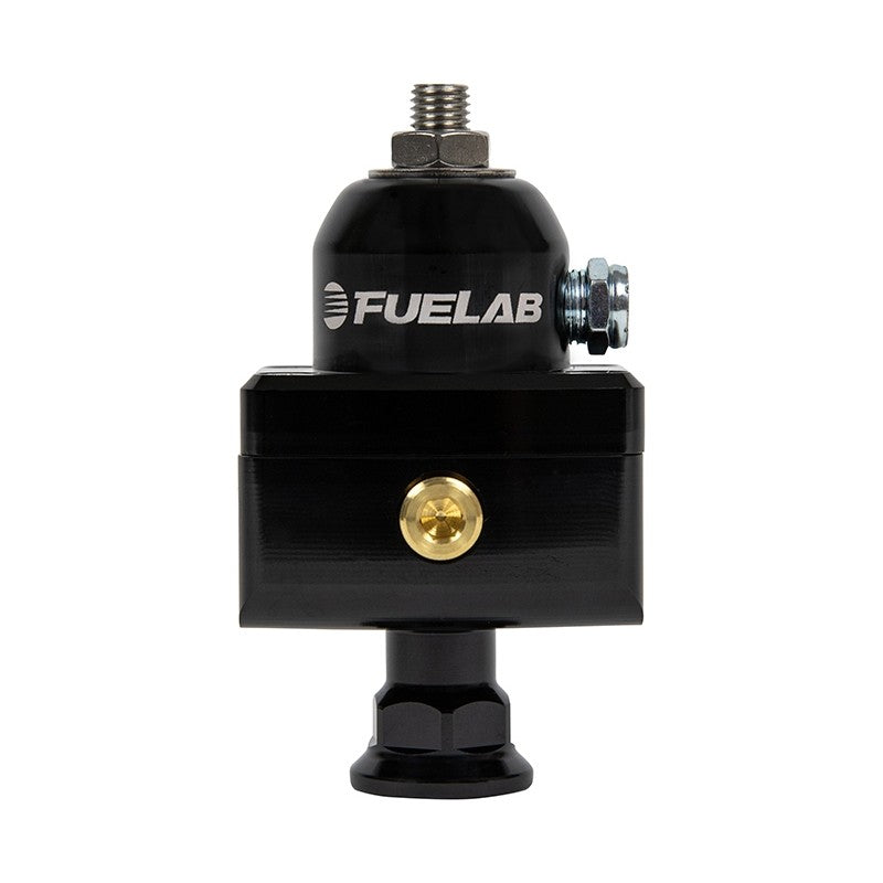 FUELAB 57501-1 Mini Fuel Pressure Regulator Blocking Style Carbureted (4-12 psi, 6AN-In, 6AN-Out) Black Photo-0 