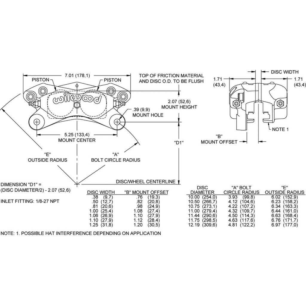 WILWOOD 120-12502-RD Caliper,Fdl,1.75,1.10 Rotor,Red Photo-1 