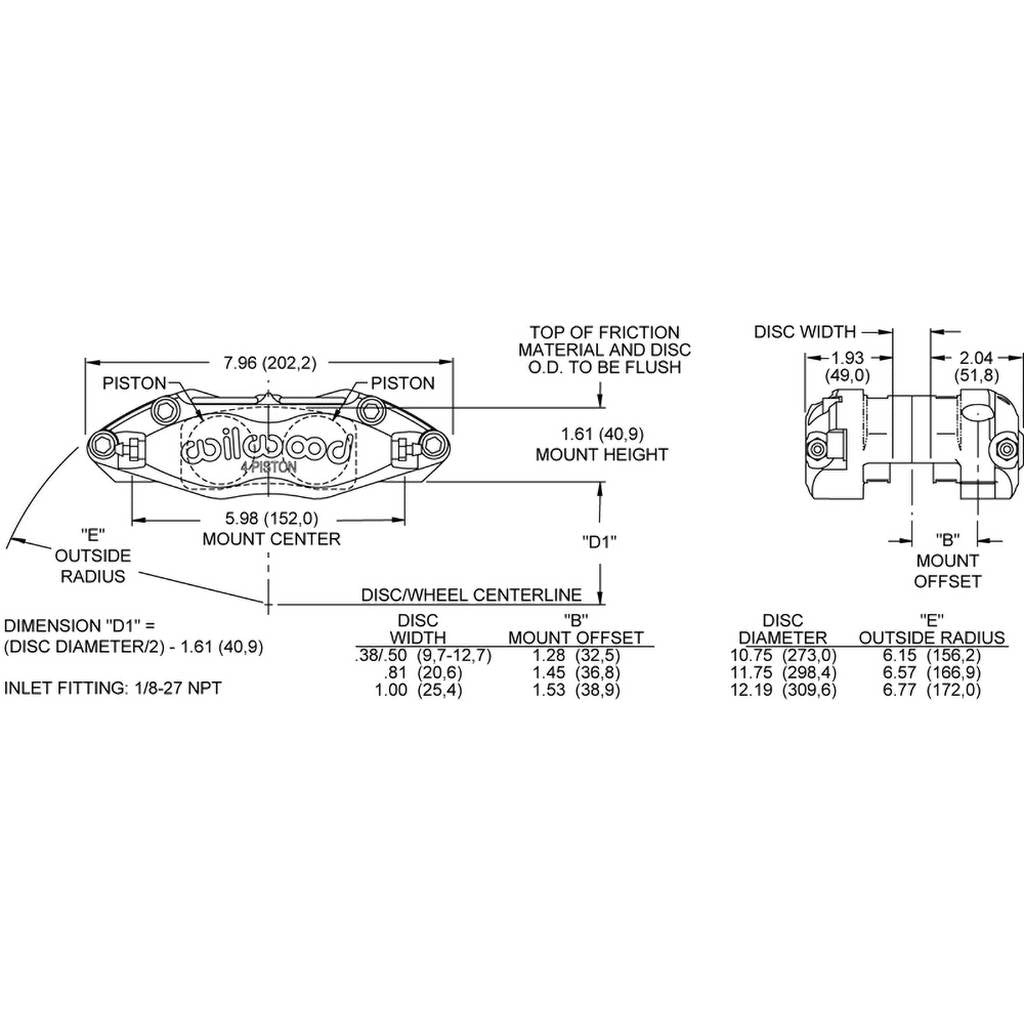 WILWOOD 120-7328 Caliper,Dpr,1.50,1.00 Rotor,Black Photo-1 