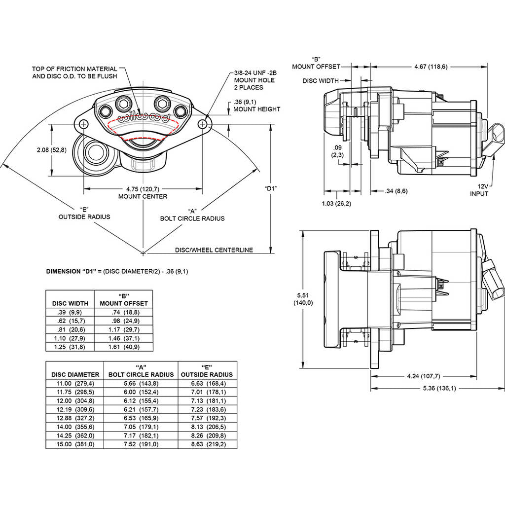 WILWOOD 120-15702 Caliper,Epb1,1.10 Rotor,R/H,Ano Photo-1 