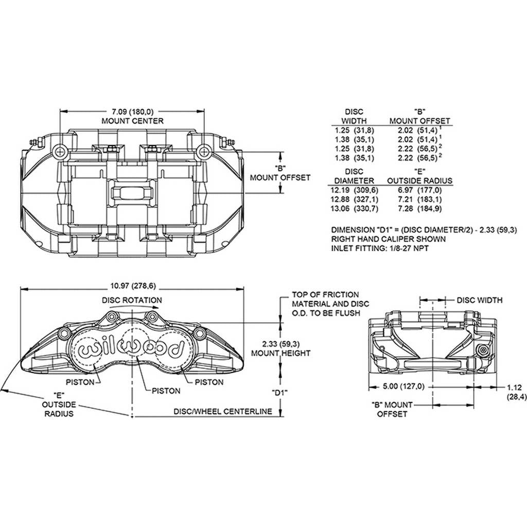 WILWOOD 120-15779 Caliper,Gn6r,St,1.75/1.38/1.38,1.30 Rotor,L/H,Ano Photo-1 