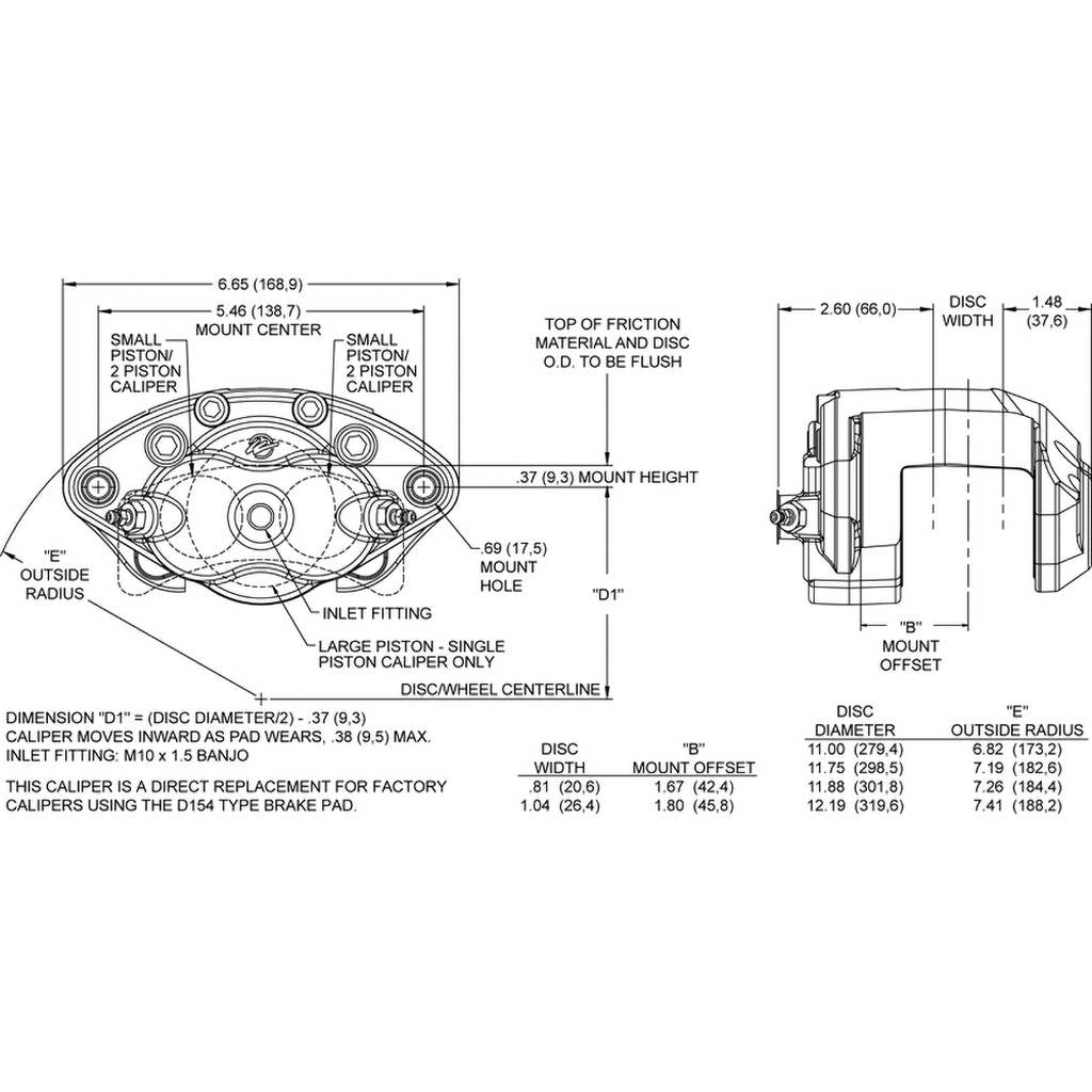 WILWOOD 120-15796-BK Caliper,Gm D154-Ds,2.50,1.04,Black Photo-1 