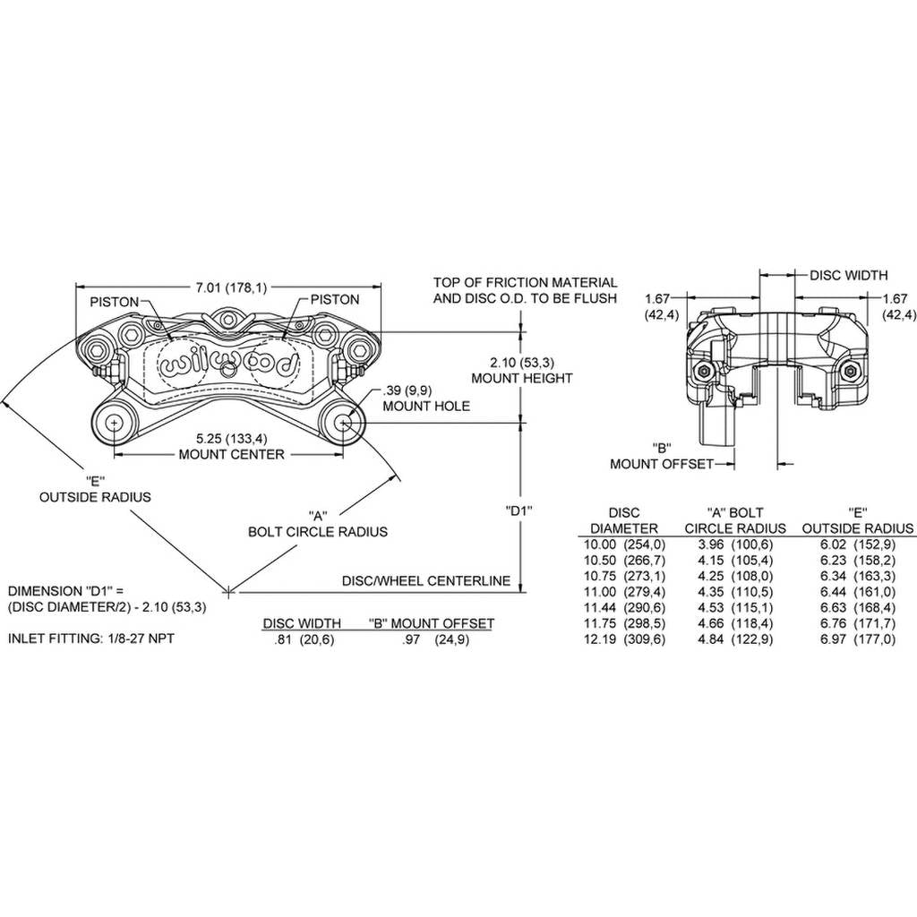 WILWOOD 120-16190 Caliper,Fdp-Lp,1.38,.810 Rotor,Ano Photo-1 