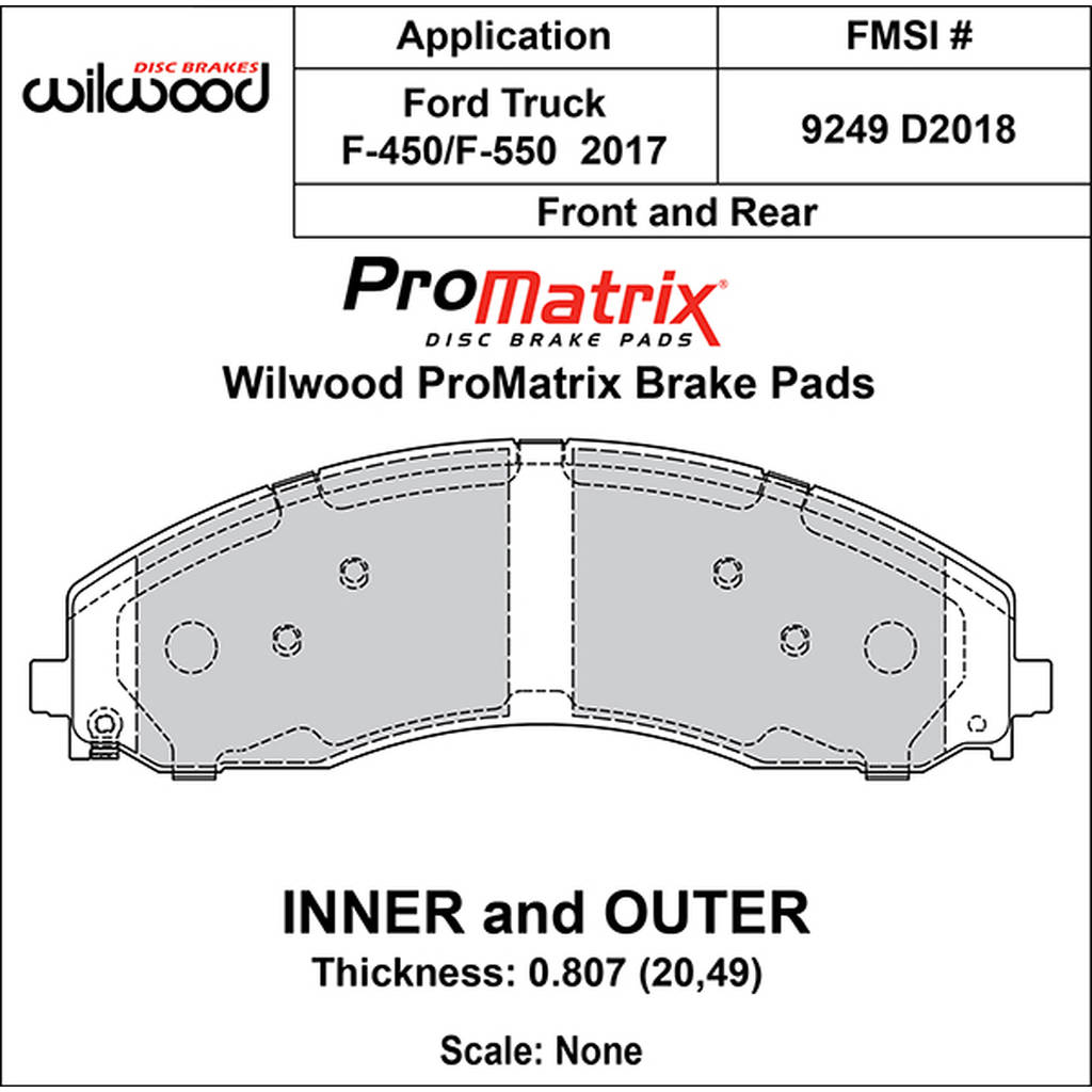 WILWOOD 150-D2018K Pad,D2018pm,.807,Axle Set Photo-0 