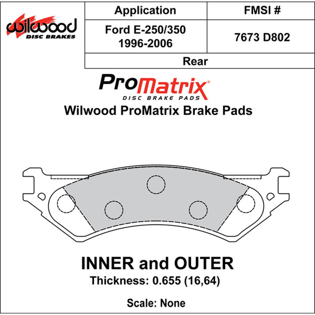WILWOOD 150-D0802K Pad,D0802pm,.655,Axle Set Photo-0 