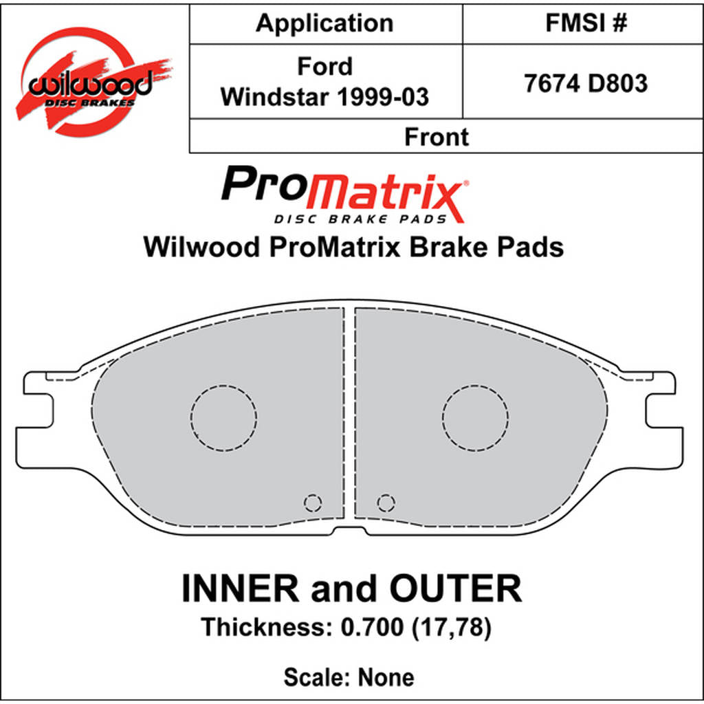 WILWOOD 150-D0803K Pad,D0803pm,.701,Axle Set Photo-0 
