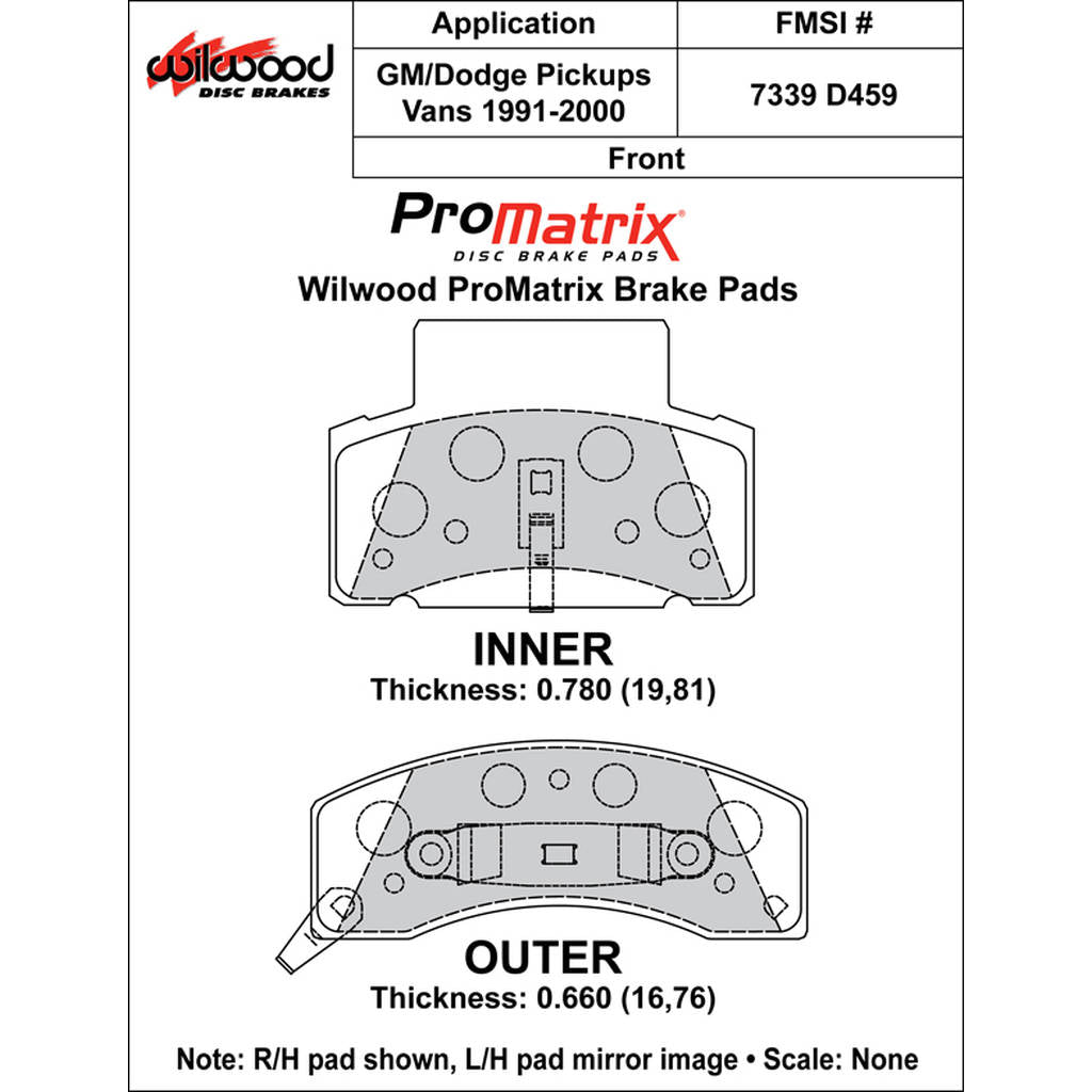 WILWOOD 150-D0459K Pad,D0459pm,.780,Axle Set Photo-0 