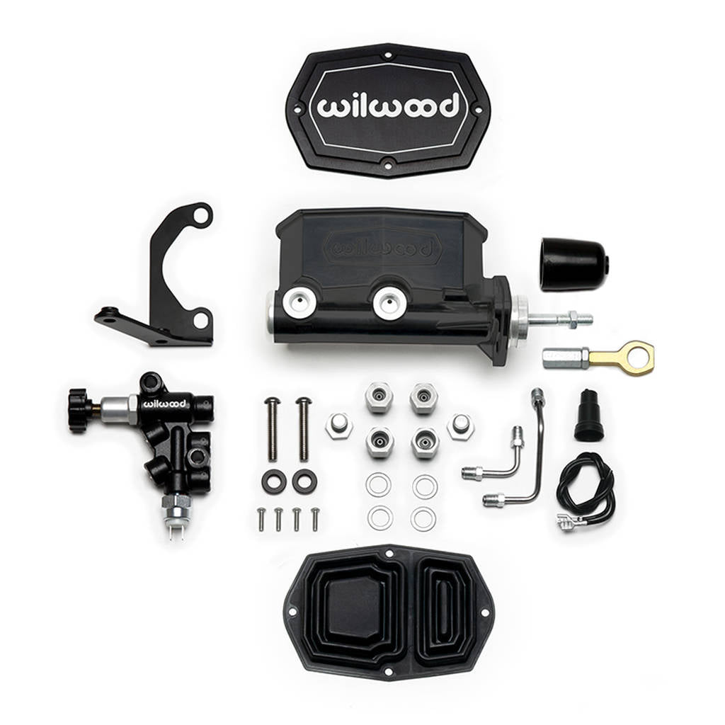 WILWOOD 261-15522-BK Kit,M/C,Tandem,Compact,Integral,7/8 Dia W/P-Valve/Pushrod,Mustang,Black Photo-0 