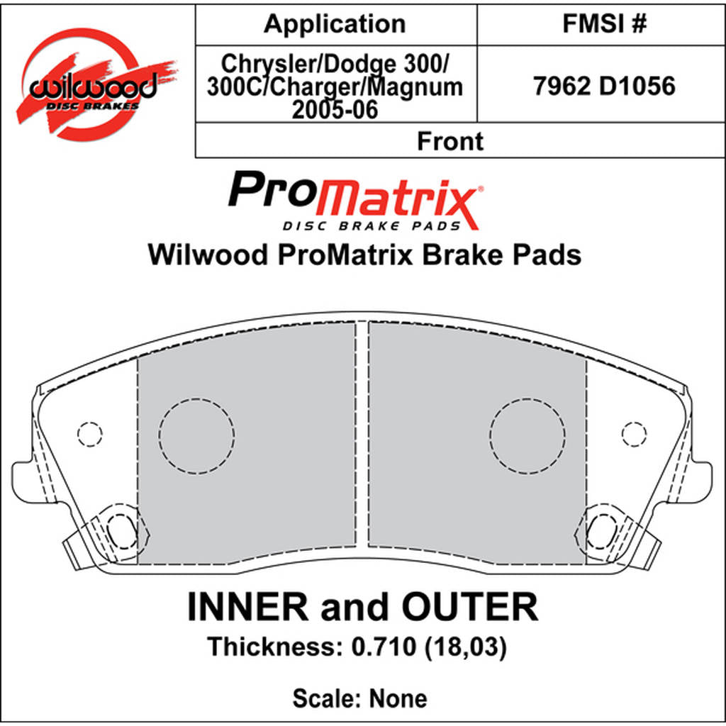 WILWOOD 150-D1056K Pad,D1056pm,.710,Axle Set Photo-0 