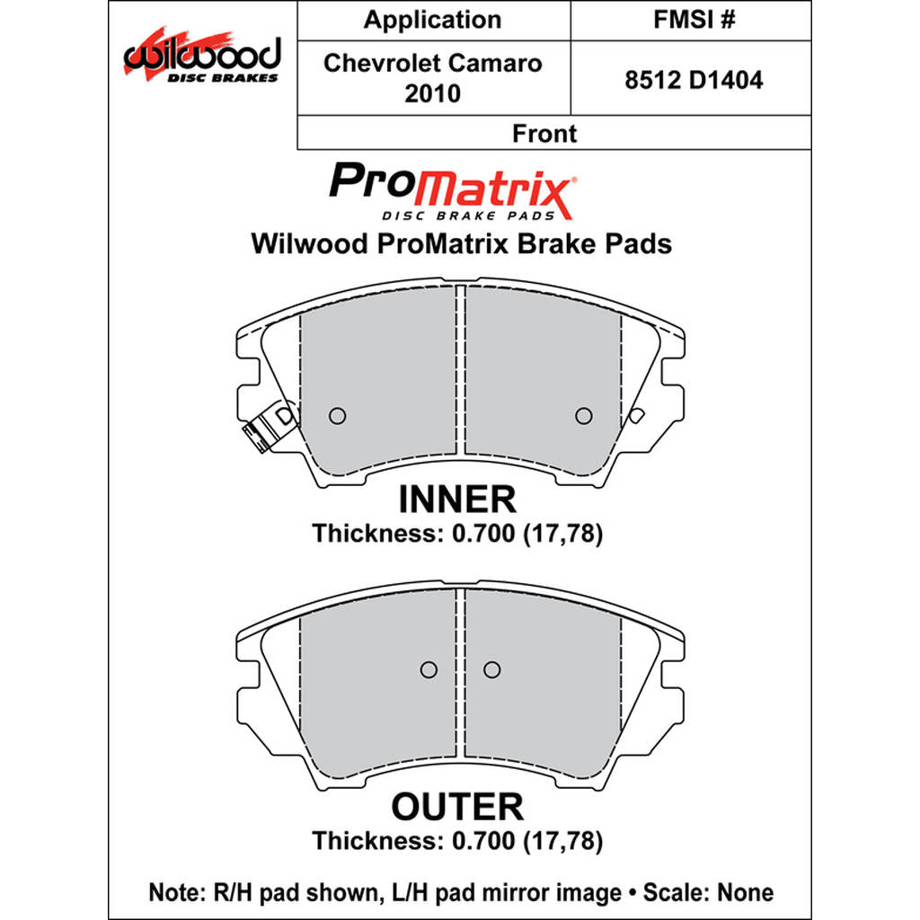 WILWOOD 150-D1404K Pad,D1404pm.700,Axle Set Photo-0 