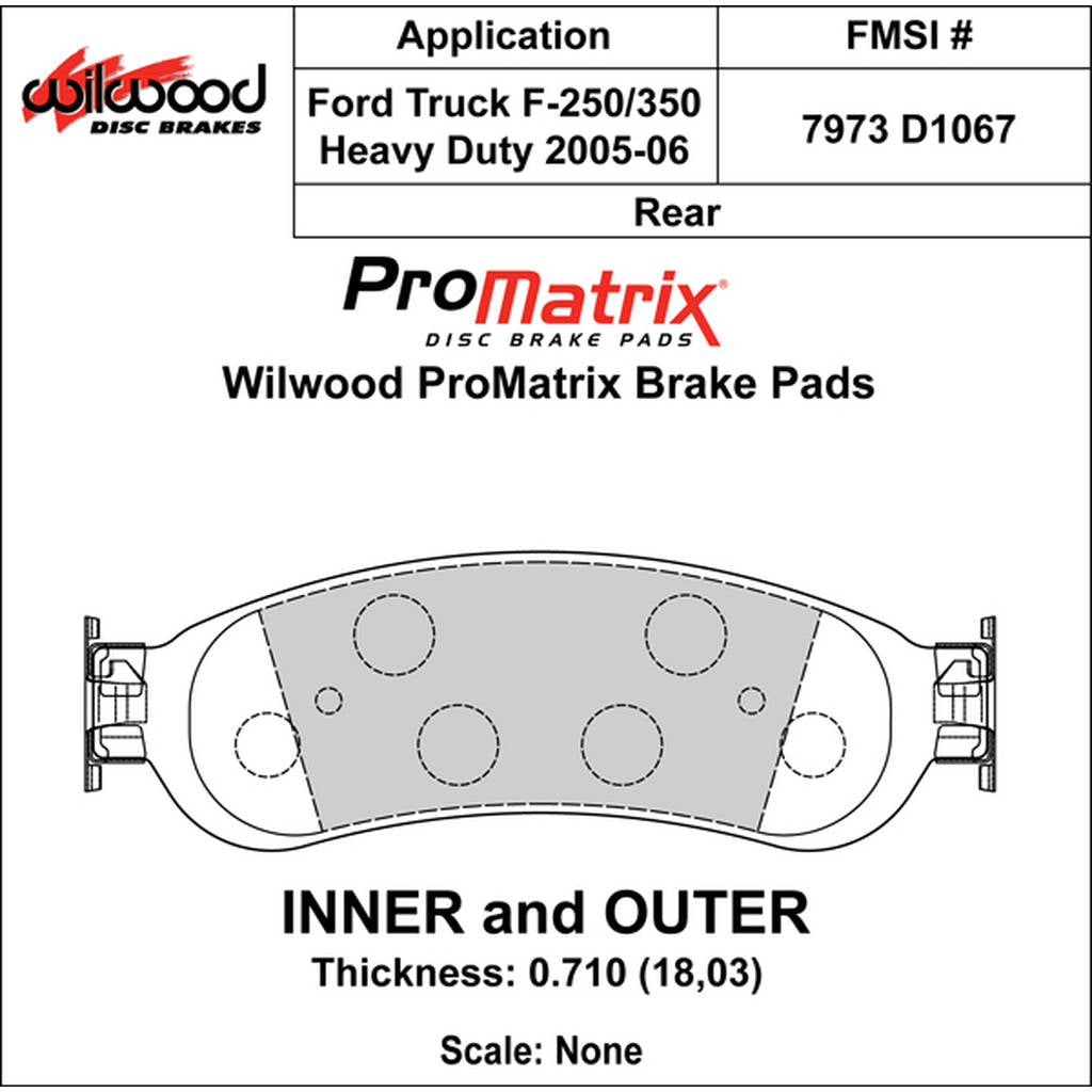 WILWOOD 150-D1067K Pad,D1067,.710,Axle Set (D1334) Photo-0 