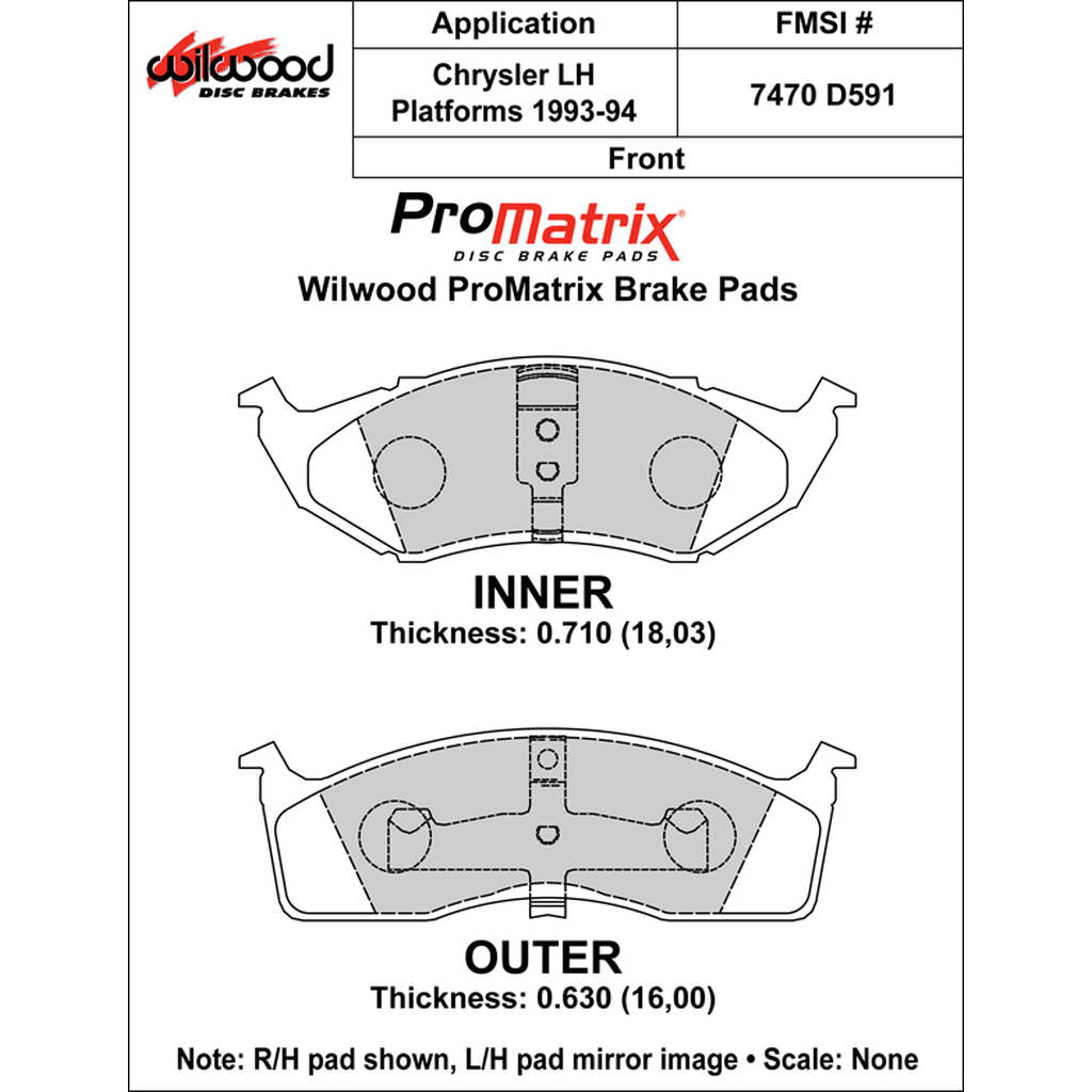 WILWOOD 150-D0591K Pad,D0591pm,.710,Axle Set Photo-0 