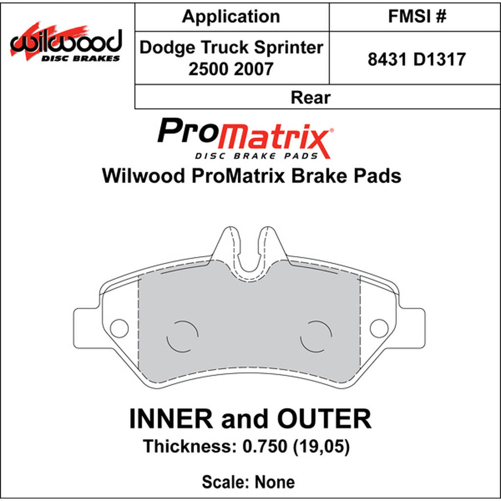 WILWOOD 150-D1317K Pad,D1317pm.750,Axle Set Photo-0 