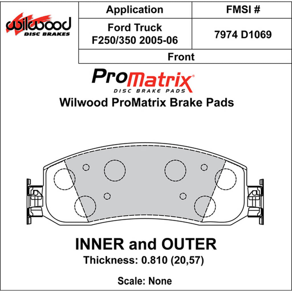 WILWOOD 150-D1069K Pad,D1069pm,.810,Axle Set (D1333) Photo-0 