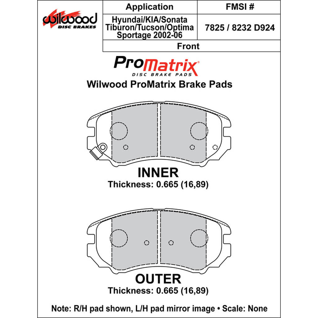 WILWOOD 150-D0924K Pad,D0924pm,.665,Axle Set Photo-0 