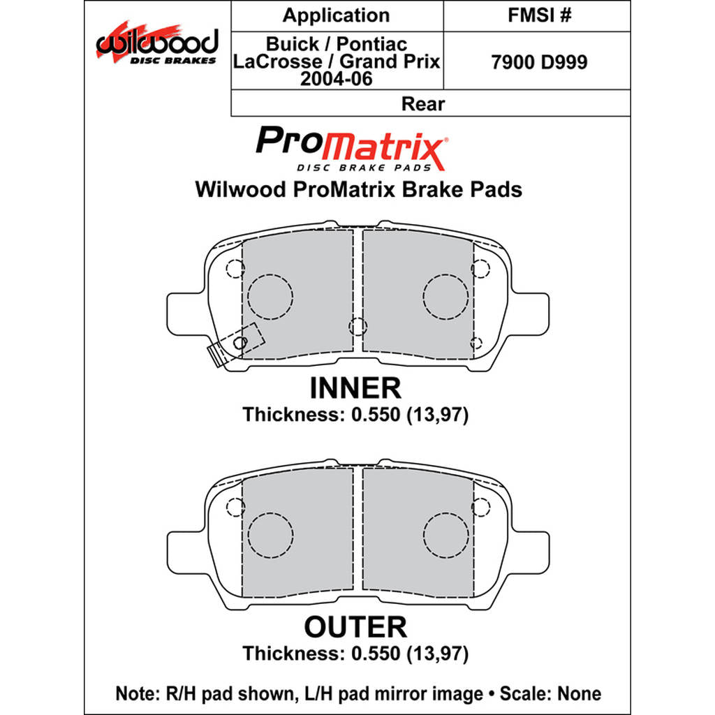 WILWOOD 150-D0999K Pad,D0999pm.550,Axle Set Photo-0 
