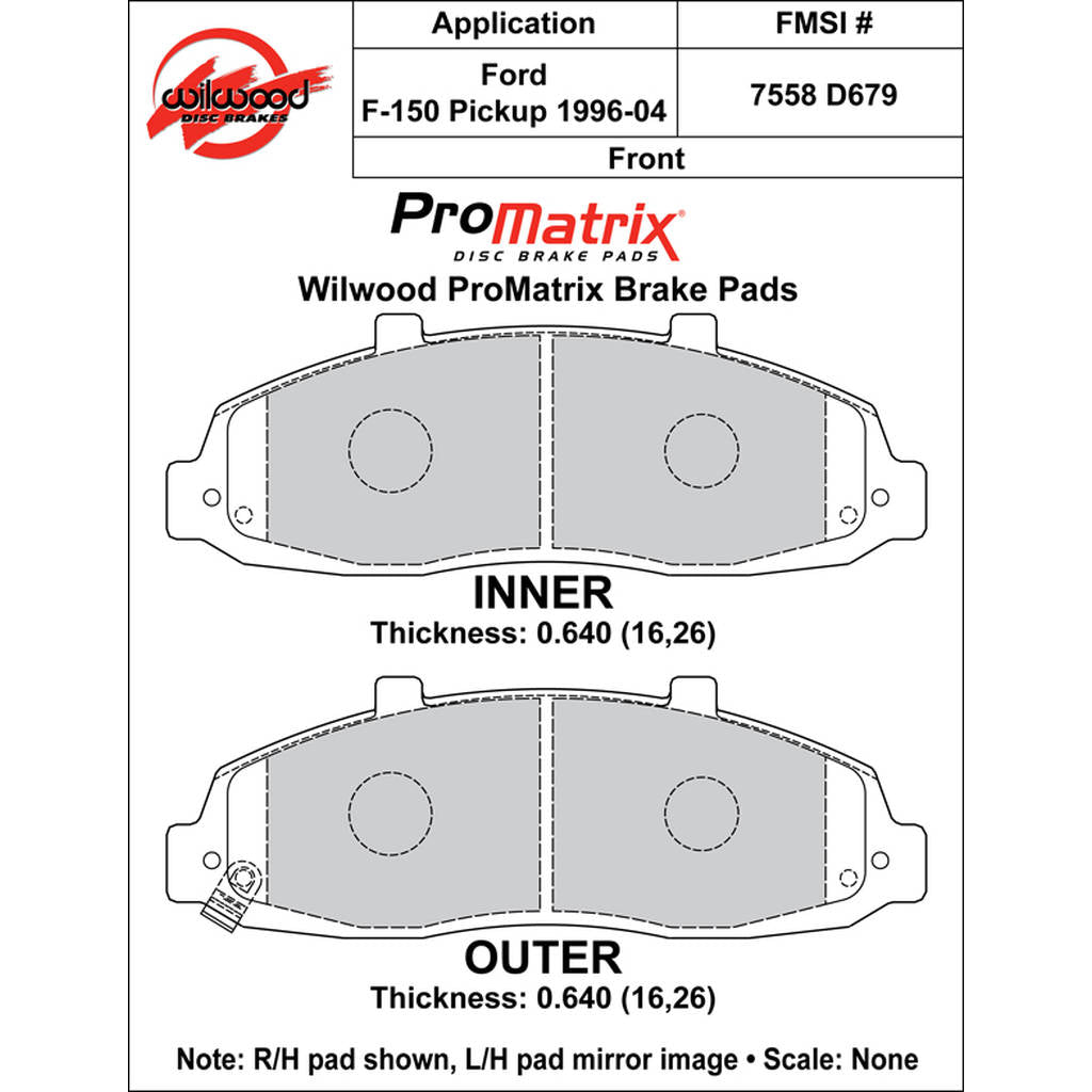 WILWOOD 150-D0679K Pad,D0679pm,.640,Axle Set Photo-0 