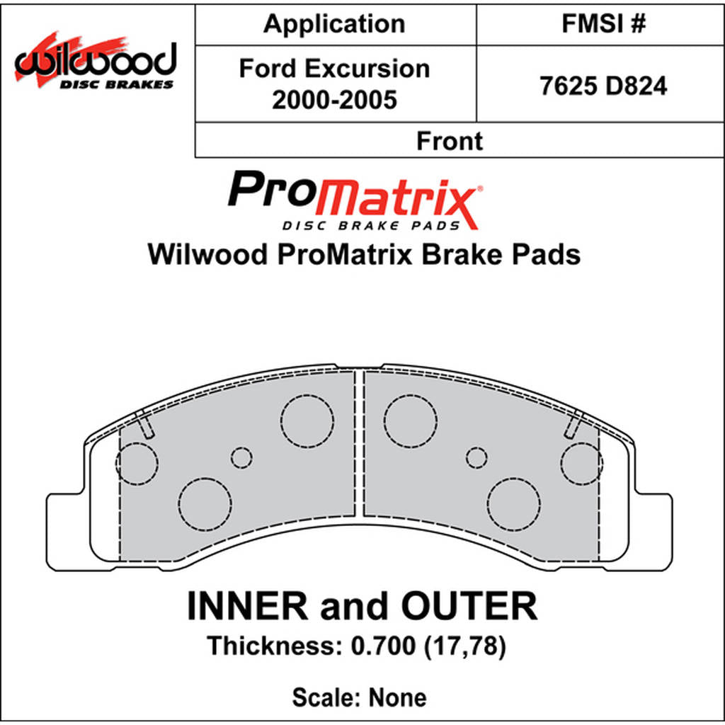 WILWOOD 150-D0824K Pad,D0824pm,.700,Axle Set Photo-0 