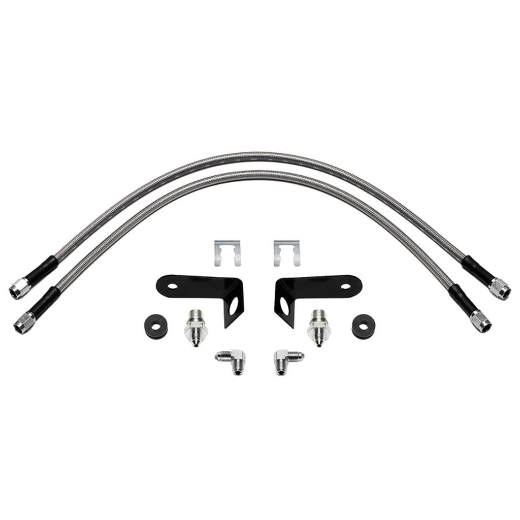 WILWOOD 220-14177 Flexline Kit,20in.,90 Degree 1/8-27 M10x1.00,W/Angled 'L' Bent Brackets Photo-0 