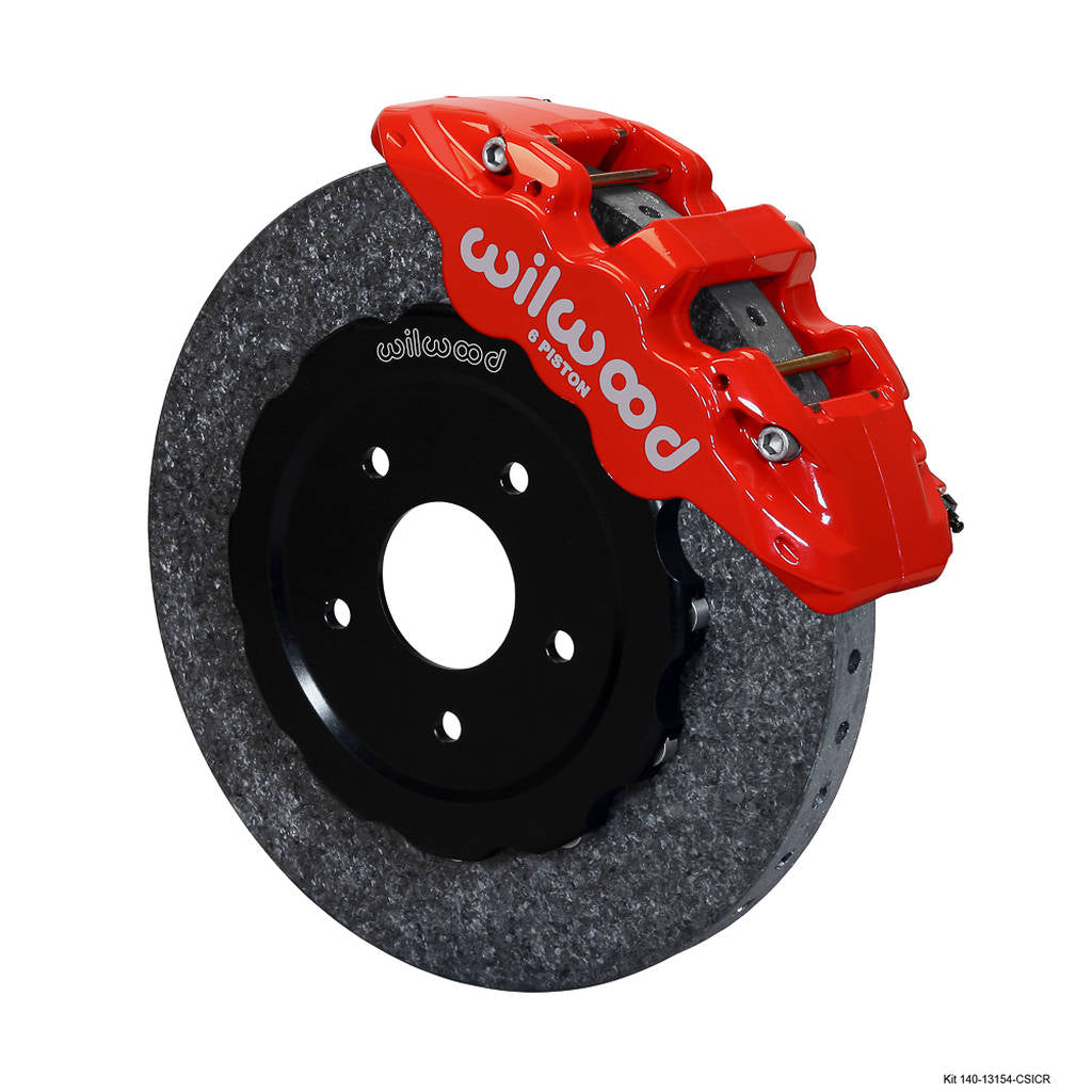 WILWOOD 140-13154-CSICR Kit,Front,C5/C6/Z06 Vette 97-13,Aero6 14.00 C/Sic Rotor,Red Photo-0 