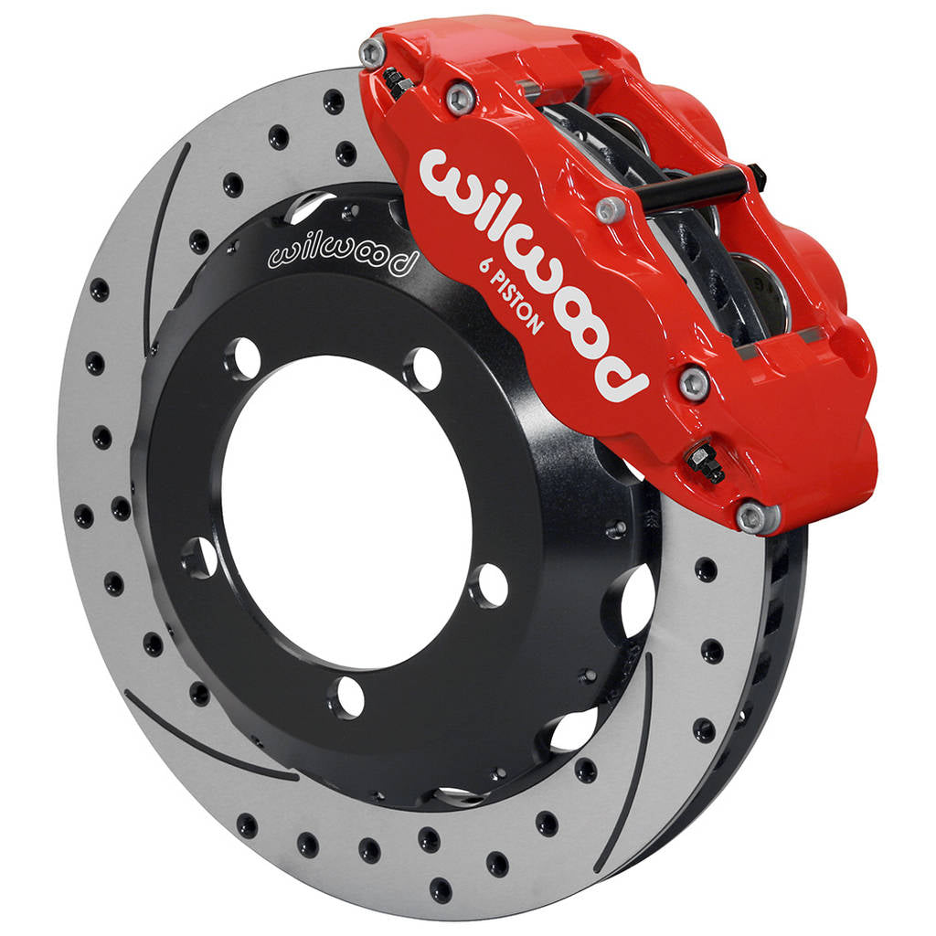 WILWOOD 140-13305-DR Kit,Front,Ford Bronco,76-77,Dana 44,Disc Spindle,Fnsl4r,12.88,Drilled,Red,W/Lines Photo-0 
