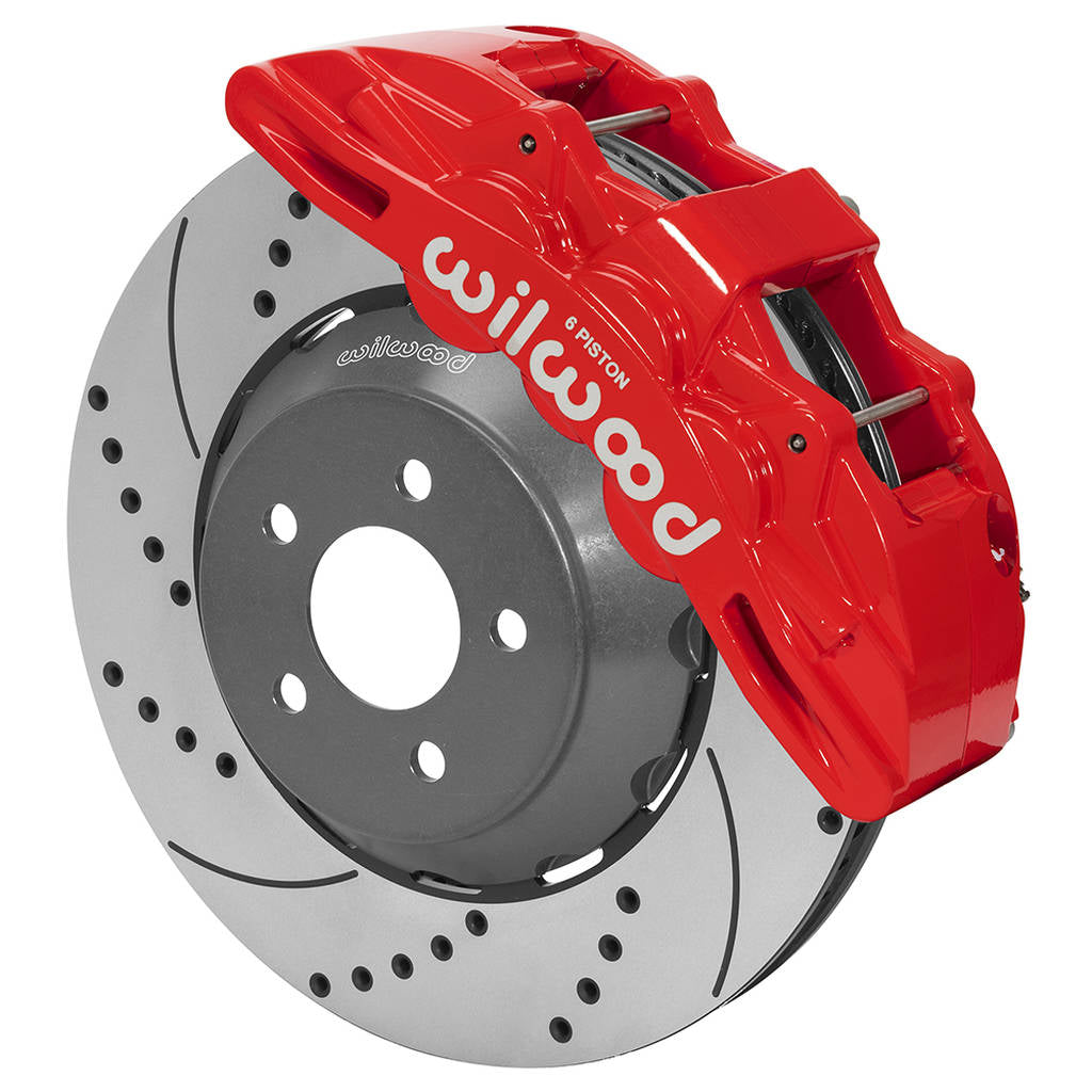 WILWOOD 140-14928-DR Kit,Front,Mustang,2015-Up,Sx6r,Lug Drive 14.00 Rotor,Drilled,Red,W/Lines Photo-0 