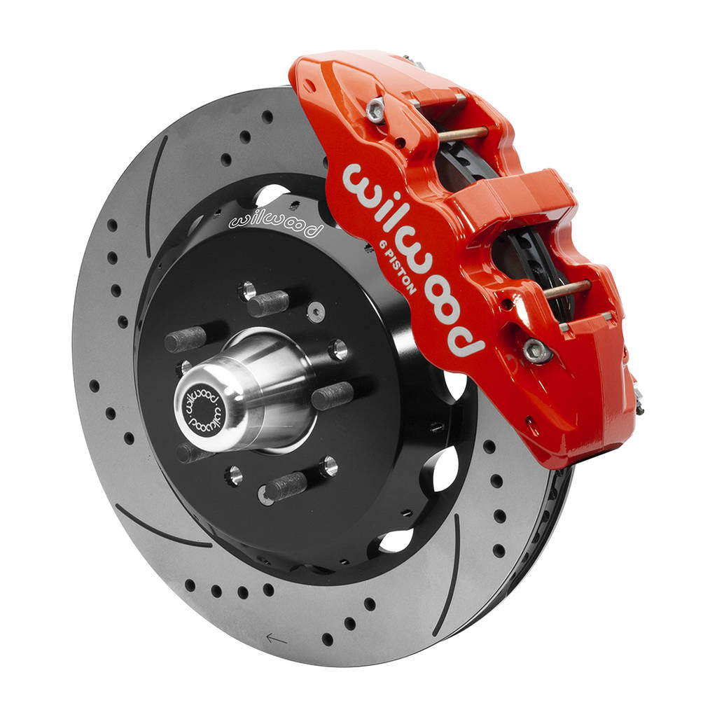 WILWOOD 140-15558-DR Kit,Front,55-57 Chevy,Cpp 2in. Drop Spindle,Aero,14.00 Rotor,Drilled,Red Photo-0 