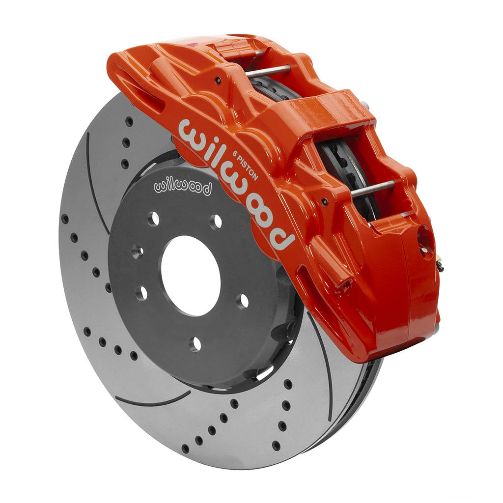 WILWOOD 140-15722-DR Kit,Front,C7 Corvette,2014-Up,Sx6r,Lug Drive,14.00 Rotor,Drilled,Red,W/Lines Photo-1 