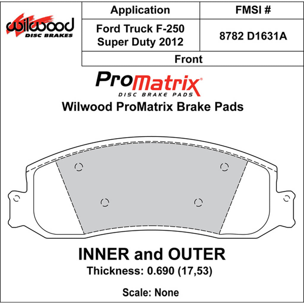 WILWOOD 150-D1631AK Pad,D1631a,.690,Axle Set Photo-0 