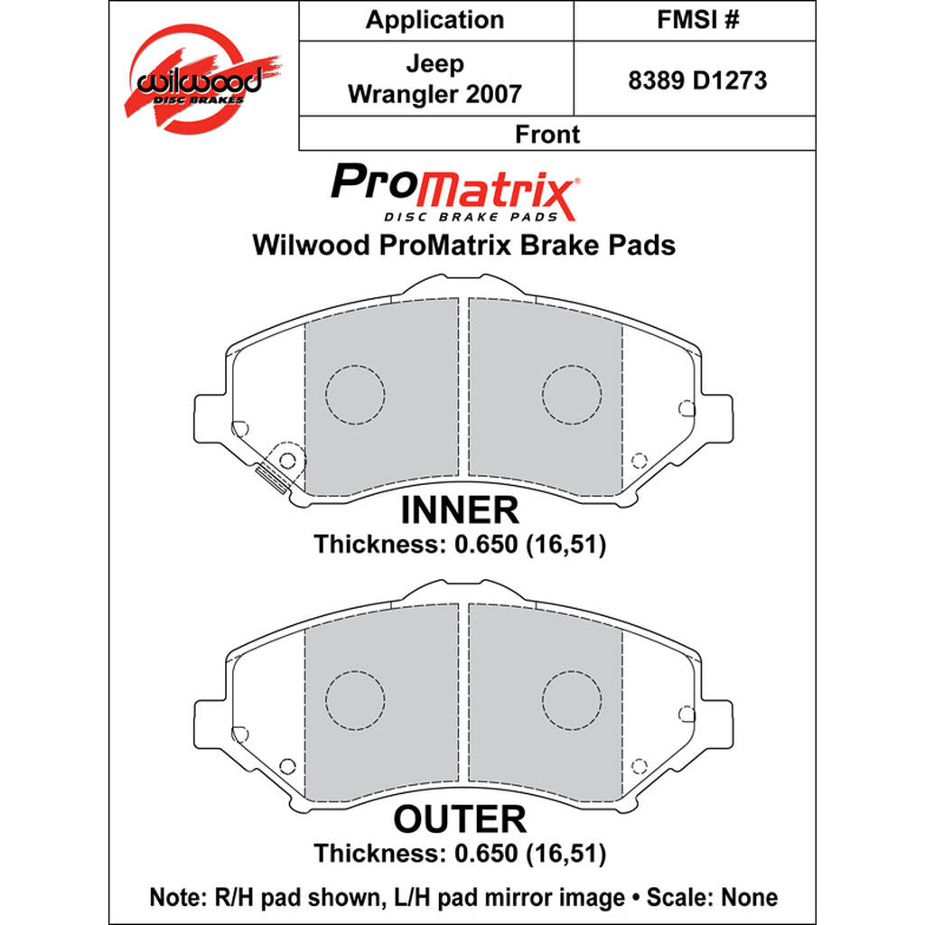 WILWOOD 150-D1273K Pad,D1273pm,.650,Axle Set Photo-0 