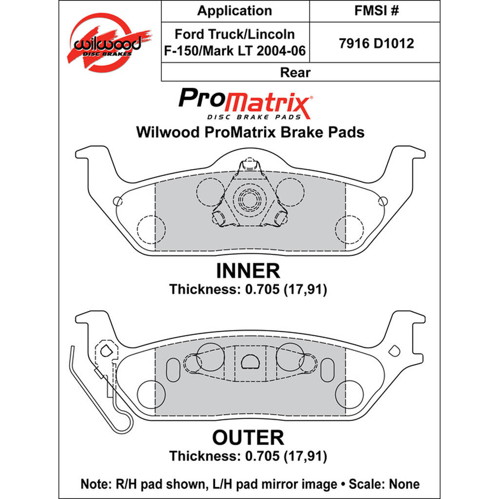 WILWOOD 150-D1012K Pad,D1012pm,.705,Axle Set Photo-0 