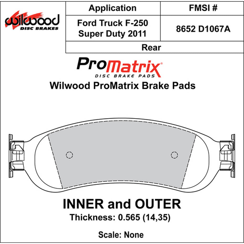 WILWOOD 150-D1067AK Pad,D1067a,.565,Axle Set (D1334a) Photo-0 