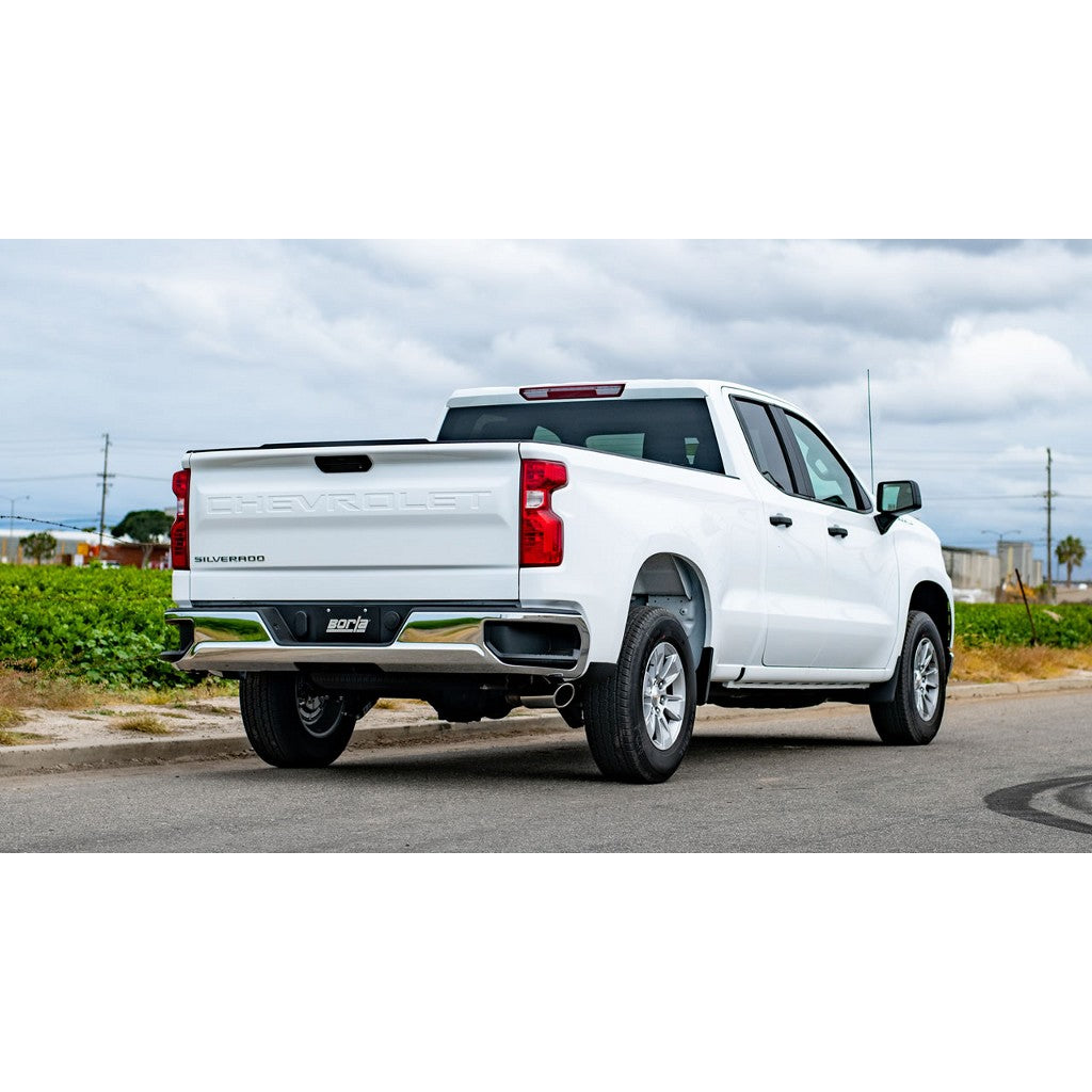BORLA 140794 Cat-Back™ System SILV/ SIERRA 1500 '19-'21 5.3L/ 4.3L V6 V8 AT 2&4WD 4 DR EC STB (78.8") CC SB (69.3) WB 147.4" Photo-1 
