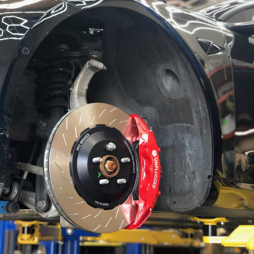 UNPLUGGED PERFORMANCE UP-M3MY-317-4.1 Front Big Brake 6 Piston Kit, UP x PFC 394mm Iron Rotors, Race Pads for TESLA Model 3 / Y Photo-6 