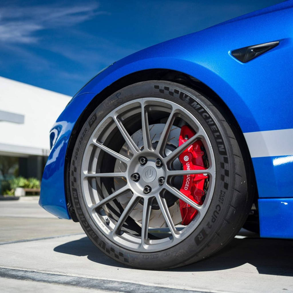 UNPLUGGED PERFORMANCE UP-M3MY-317-3.1 Front Big Brake 6 Piston Kit, UP x PFC 394mm Iron Rotors, Street Pads for TESLA Model 3 / Y Photo-2 