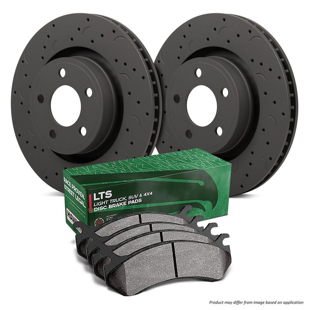 HAWK HKC5399.569Y Street Rotor Talon Cross-Drilled and Slotted and LTS Brake Pad Kit Photo-0 