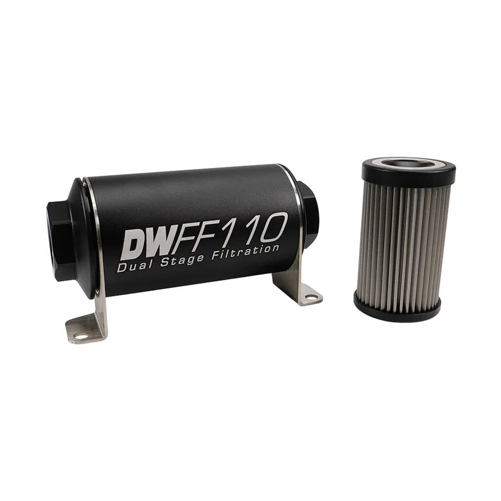 DEATSCHWERKS 8-03-110-005K In-line fuel filter element and housing kit, stainless steel 5 micron, 110mm. Universal Photo-0 