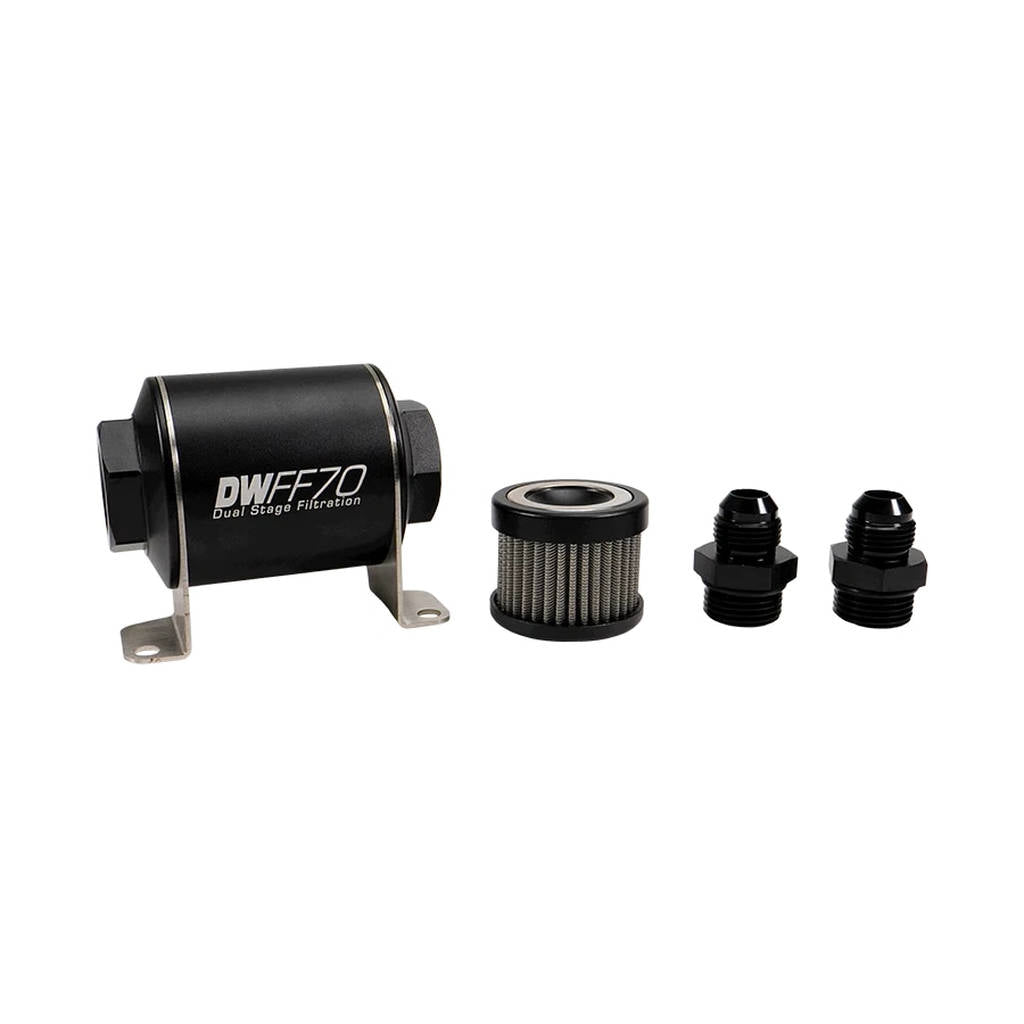 DEATSCHWERKS 8-03-070-010K-8 In-line fuel filter element and housing kit, stainless steel 10 micron, -8AN, 70mm. Universal Photo-0 