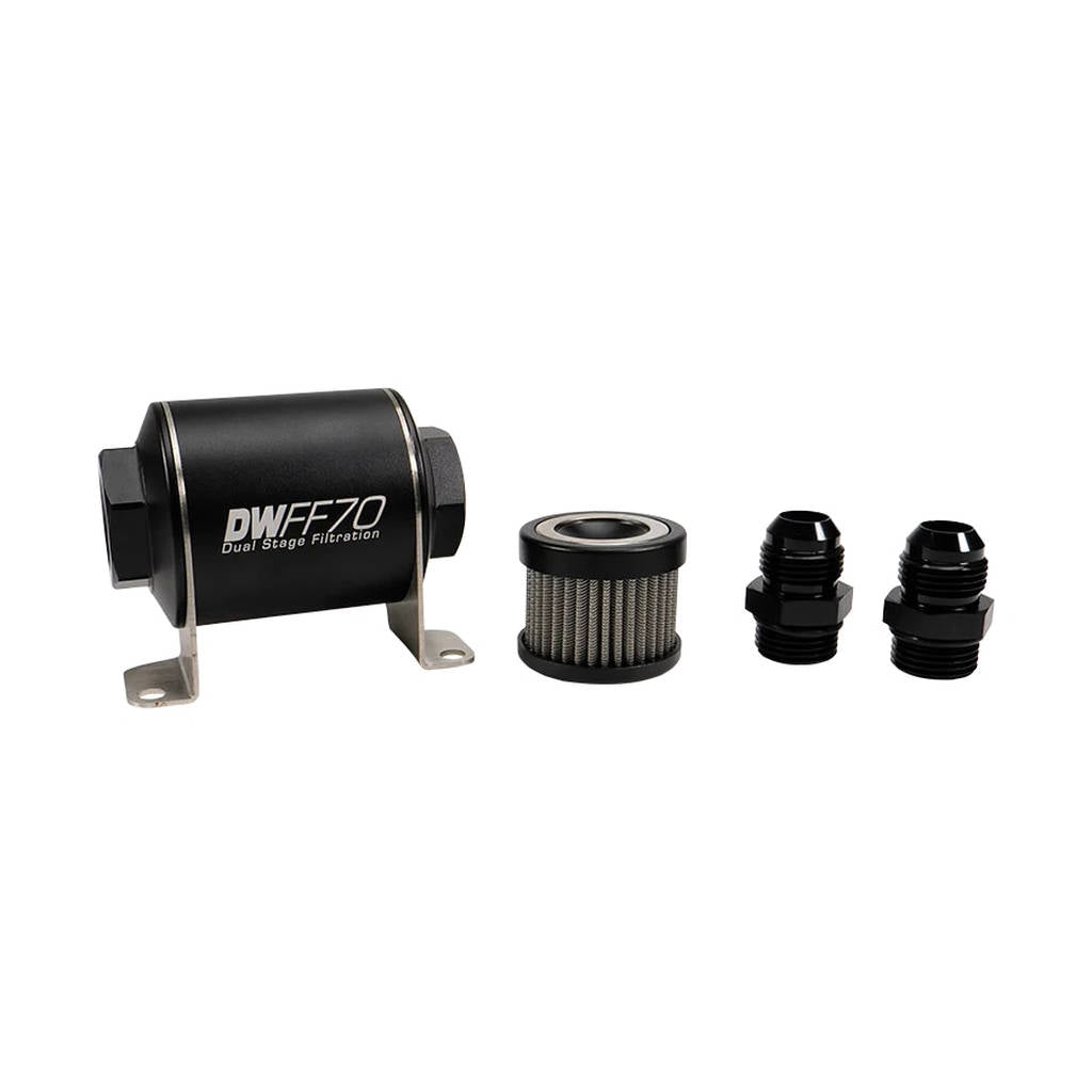 DEATSCHWERKS 8-03-070-100K-10 In-line fuel filter element and housing kit, stainless steel 100 micron, -10AN, 70mm. Universal Photo-0 