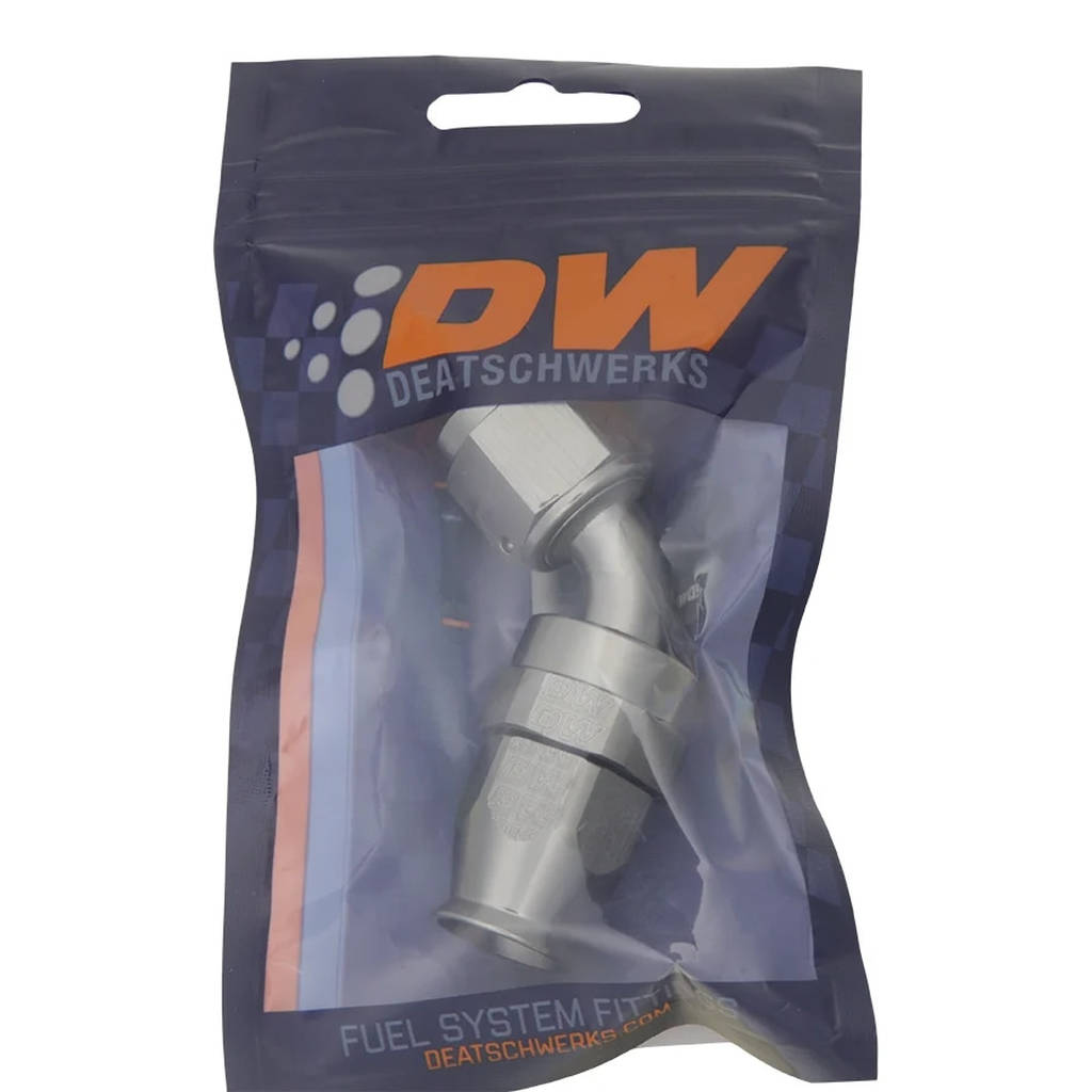 DEATSCHWERKS 6-02-0874 8 AN Female Flare Swivel (Incl Ferule/Olive) 60-degree Hose End PTFE, anodized DW titanium Photo-0 