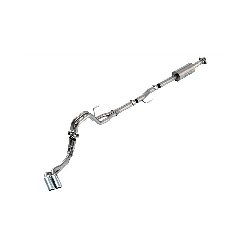 BORLA 140871 Cat-Back™ System F-150 2021 2.7L/3.5L V6 AT 2+4WD 4DR CC SB, EC STB (145.4" WB) LARIAT, KING RANCH, PLATINUM, LTD 3", 2.25" "S-TYPE" D RD RL AC S TIP: 4" RD X 11" CHROME Photo-0 