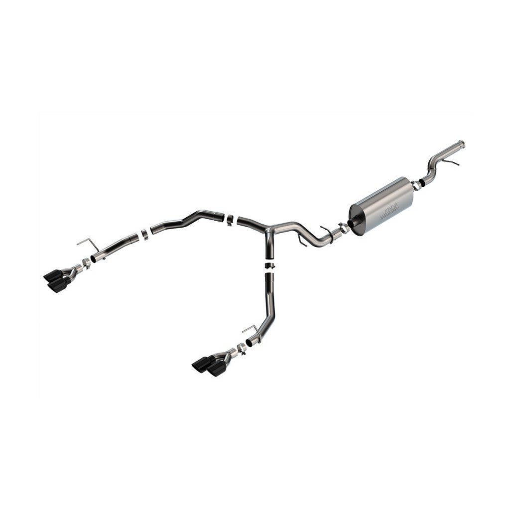 BORLA 140856BC Cat-Back 2021-2022 Chevrolet TAHOE '21-'22 5.3L V8 AT 2+4WD 4DR 3.00", 2.75", "TOURING" D RD RL AC SR TIP: 4.0" RD X 8.0" & 4.0" RD X 6.63" BLACK CHROME Photo-0 