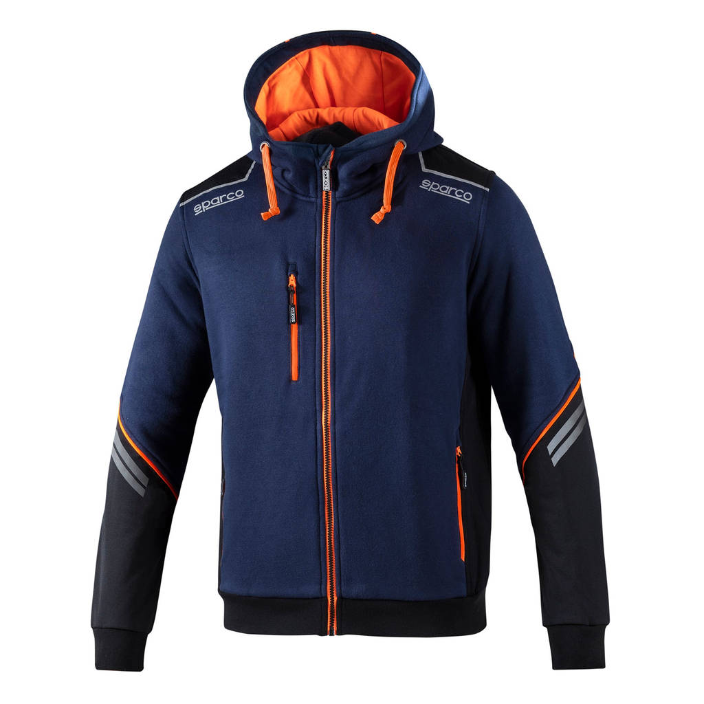 SPARCO 02414BMAF2M TECH Hooded Full Zip, navy blue/fluo orange, size M Photo-0 