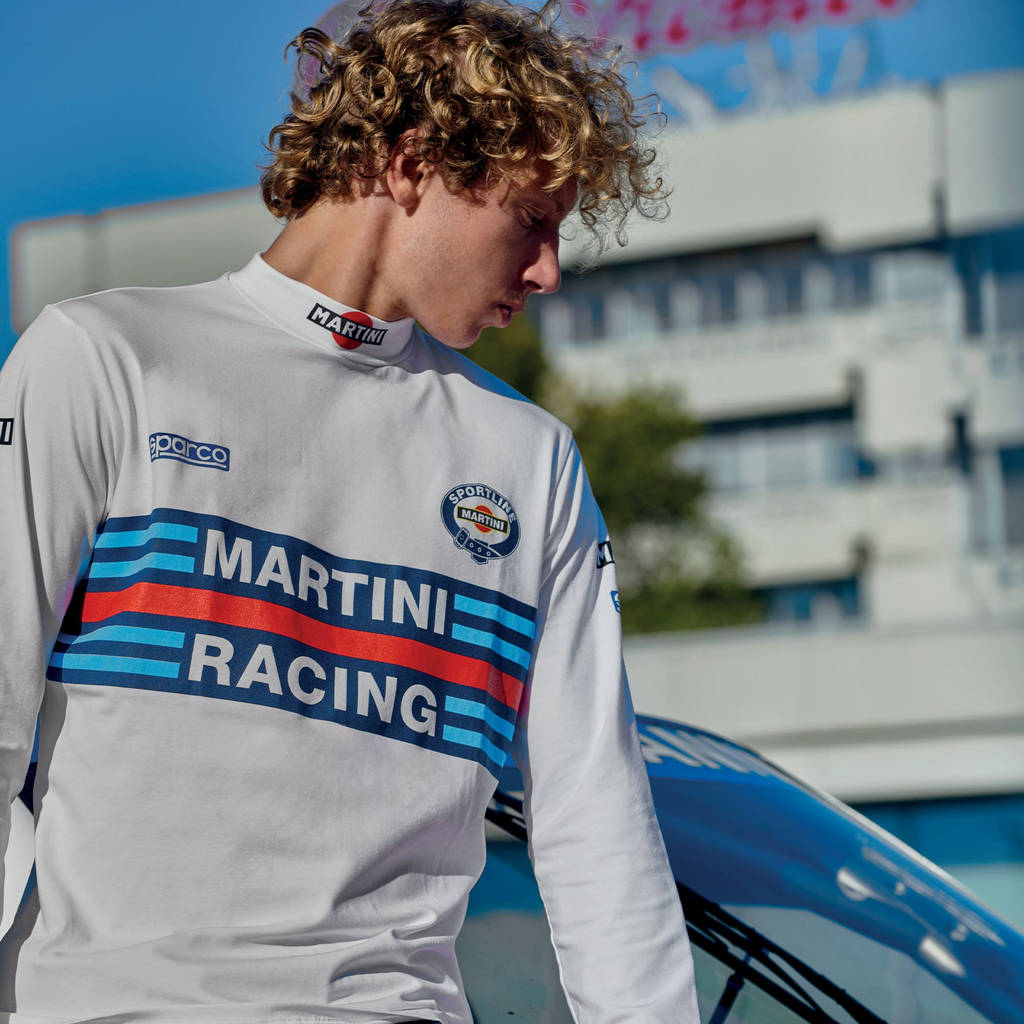 SPARCO 002206MRBI3L Long sleeves T-shirt MARTINI RACING, high collar, white, size L Photo-2 